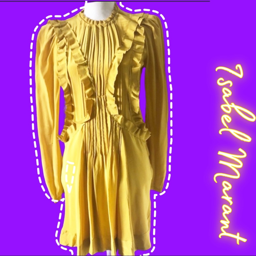 Isabel Marant Salvia Silk Dress with Ruffles